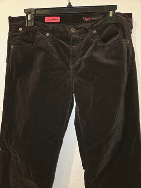 AG Adriano Goldschmied Casablanca Dark Brown Velvet Corduroy Bootcut Pants 31